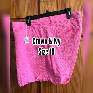 Neon Pink (lightly distressed) Scallop Hem Shorts